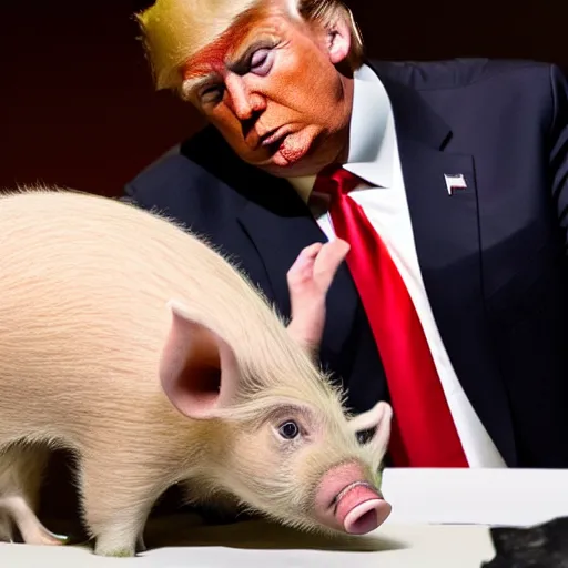 Prompt: Donald Trump being a pig