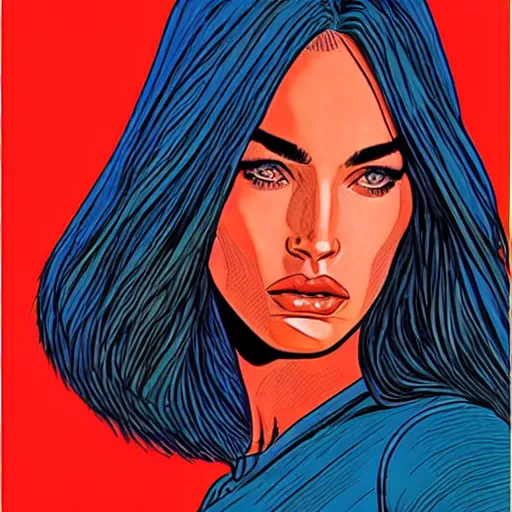 Image similar to “ megan fox retro minimalist portrait by jean giraud, moebius starwatcher comic, 8 k ”