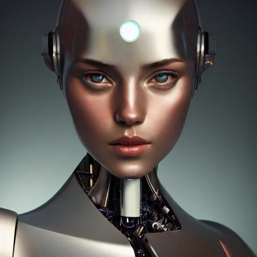 Image similar to Perfectly-centered portrait of a robot, highly detailed, professional digital painting, Unreal Engine 5, Photorealism, HD quality, 8k resolution, cinema 4d, 3D, cinematic, professional photography, art by artgerm and greg rutkowski and alphonse mucha and loish and WLOP