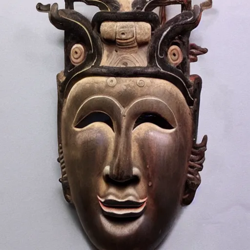 Image similar to a very detailed and beautiful chinese style ancient mask, realistic photo