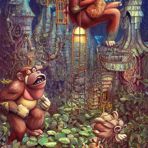 Image similar to Donkey Kong, artwork by Daniel Merriam,