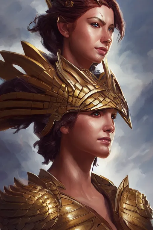 Image similar to amazon valkyrie athena, d & d, fantasy, portrait, highly detailed, headshot, digital painting, trending on artstation, concept art, sharp focus, illustration, art by artgerm and greg rutkowski and magali villeneuve