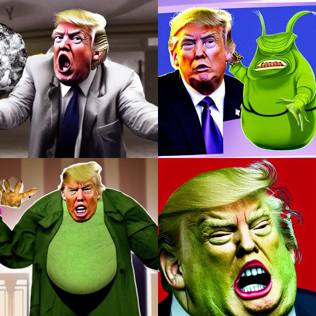 Prompt: Donald trump as a Vogon, gross, disgusting