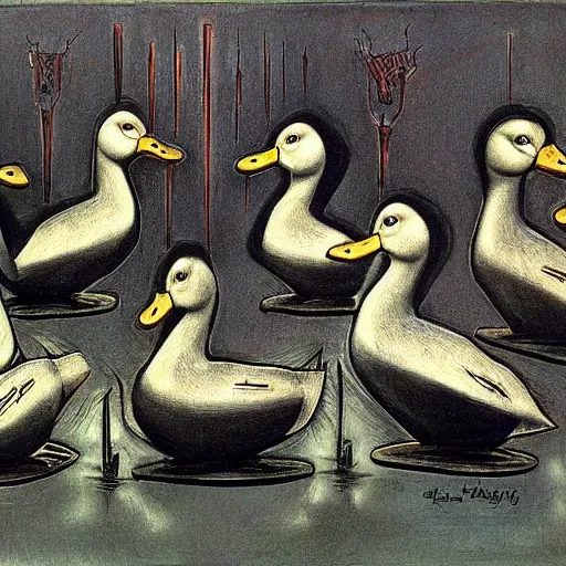 Image similar to ducks by hr giger