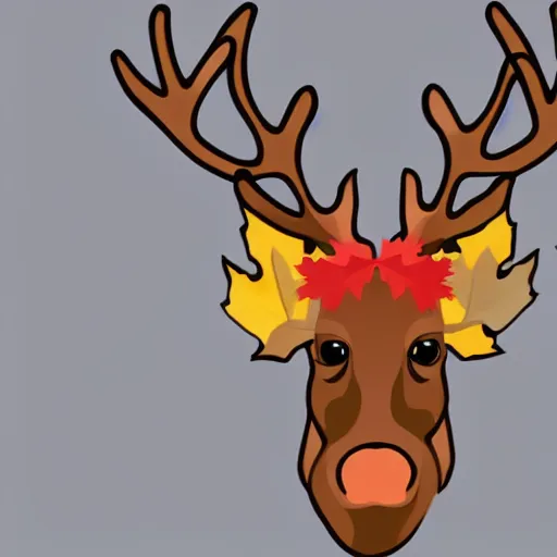 Prompt: a moose with maple leaf antlers logo, fall colors, logo