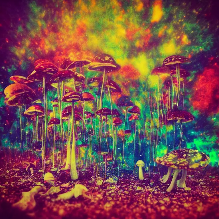 Image similar to double exposure of dally life, symbols of live, explosion, cyber mushroom city, love is the most relevant theme, love is infinity, love is begin of all, 8 k resolution, artistic mode, artistic, trending on instagram, long exposure, love art, serious, fantasy and dreams vibes, mushrooms style and macro style, colorful picture