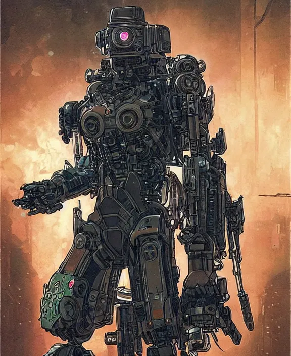 Image similar to cyberpunk pathfinder robot from apex legends character portrait, portrait by james gurney and laurie greasley and yoji shinkawa, concept art, intricate details, highly detailed, vintage sci - fi