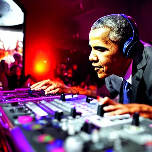 Image similar to Obama DJing at a nightclub in Berlin