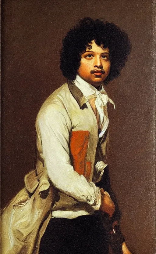 Image similar to Portrait of young Alexandre Dumas, oil on canvas, highly detailed, by Delacroix, 8k