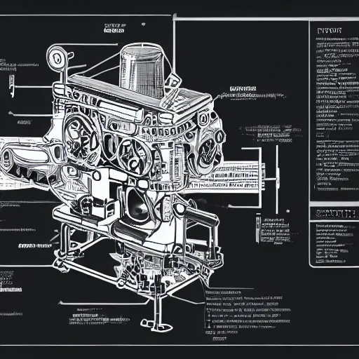 Image similar to exploded technical diagram of the most useless machine ever. highly detailed, vector drawing, very very precise, mechanical diagram, technical manual, 8 k, high resolution scan