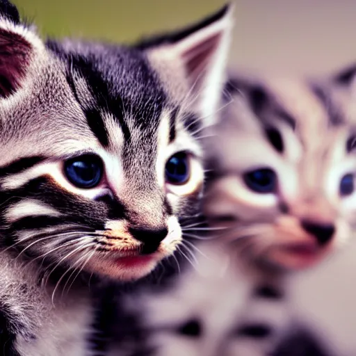 Image similar to macro shot photograph of dozens of extremely tiny realistic looking kittens, 4 k, highly detailed