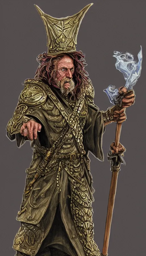 Image similar to highly detailed, wizard with a dungeon background by mike mcnola, wizards of the coast