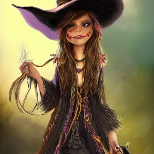 Prompt: beautiful cowboy witch, detailed, concept art