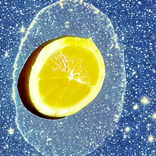 Image similar to cross section lemon, photo by hubble telescope