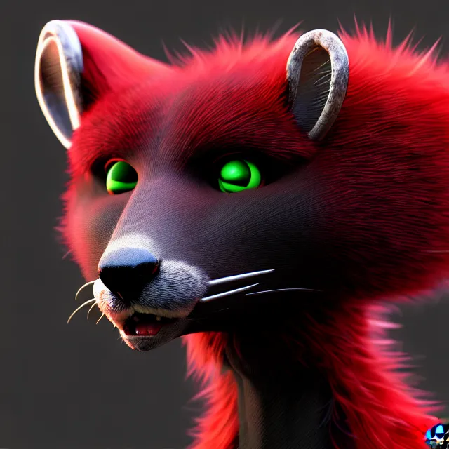 Image similar to furry - male - red - black - weasel - geistcaller - fursona uhd ue 5 visual novel pc game expressions, photorealistic