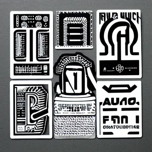 Image similar to black on white graphic design stickers in style of david rudnick, eric hu, guccimaze, acid, y 2 k, 4 k sharpening,