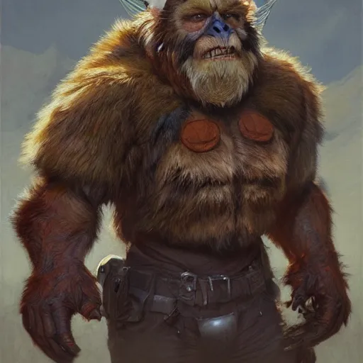 Image similar to The ranger bugbear, character portrait by Donato Giancola, Craig Mullins, digital art, trending on artstation