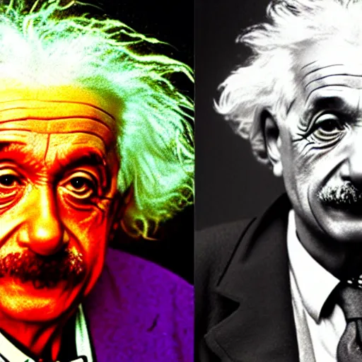 Prompt: Albert Einstein first LSD trip 4k detail
