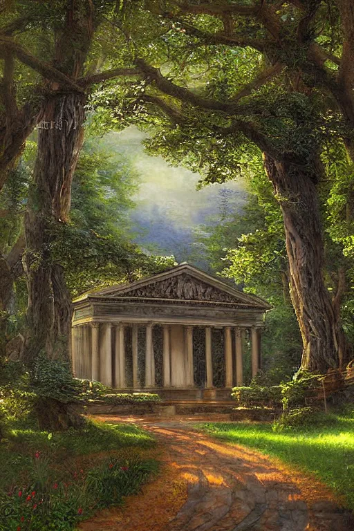 Prompt: digital painting detailed druid sanctuary neo classical by james gurney