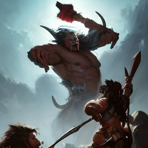 Image similar to barbarian, 8 k, trending on artstation by tooth wu and greg rutkowski