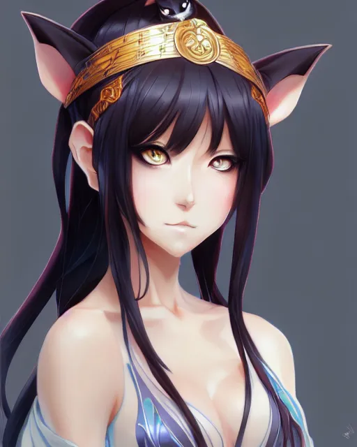 Prompt: character concept art of an anime goddess of cats | | cute - fine - face, pretty face, realistic shaded perfect face, fine details by stanley artgerm lau, wlop, rossdraws, james jean, andrei riabovitchev, marc simonetti, and sakimichan, trending on artstation