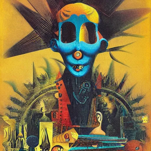 Prompt: wonder disturbing carnival by max ernst, artstation, illustration