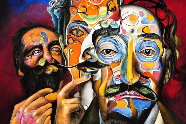 Image similar to portrait of a uncanny painter by Chor Boogie and Salvador Dali collaboration