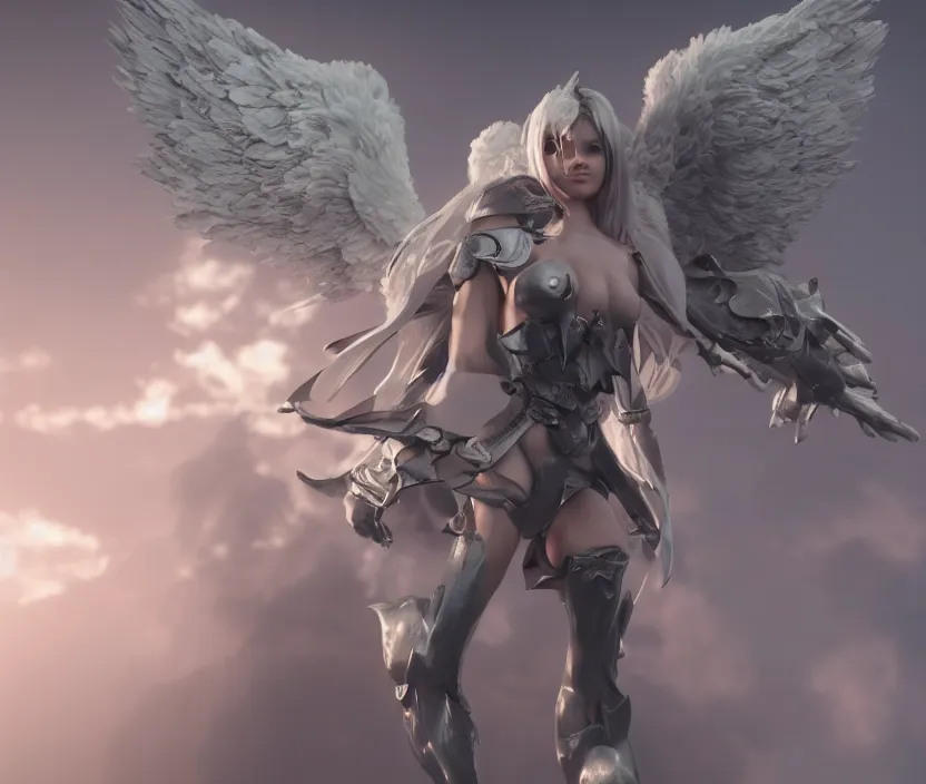 Image similar to Concept art, angel knight girl, artstation trending, octane render, highly detailded