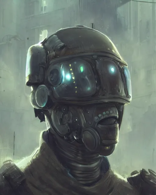 Prompt: a masked rugged super mario with cybernetic enhancements lost in the city, scifi character portrait by greg rutkowski, esuthio, craig mullins, 1 / 4 headshot, cinematic lighting, dystopian scifi gear, gloomy, profile picture, mechanical, half robot, implants, dieselpunk