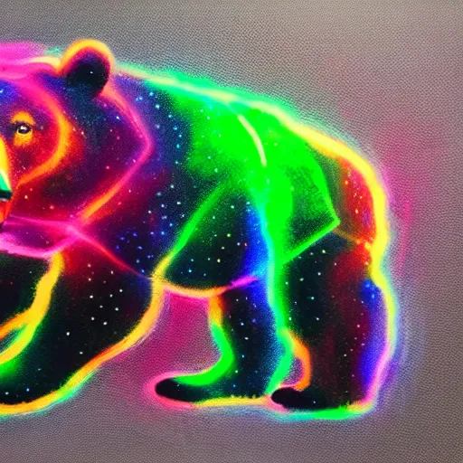 Image similar to a bear painted with laser 3 d hologram