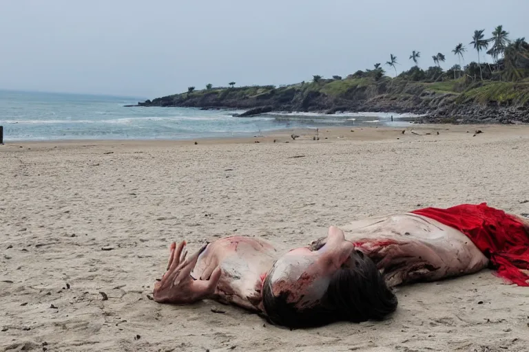 Image similar to lamboo dead body on the beach