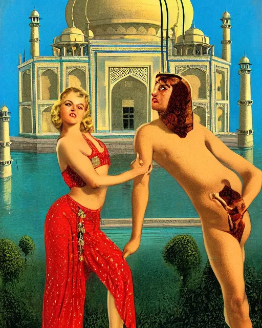 Image similar to tuesday weld visits the taj mahal by virgil finlay and gil elvgren