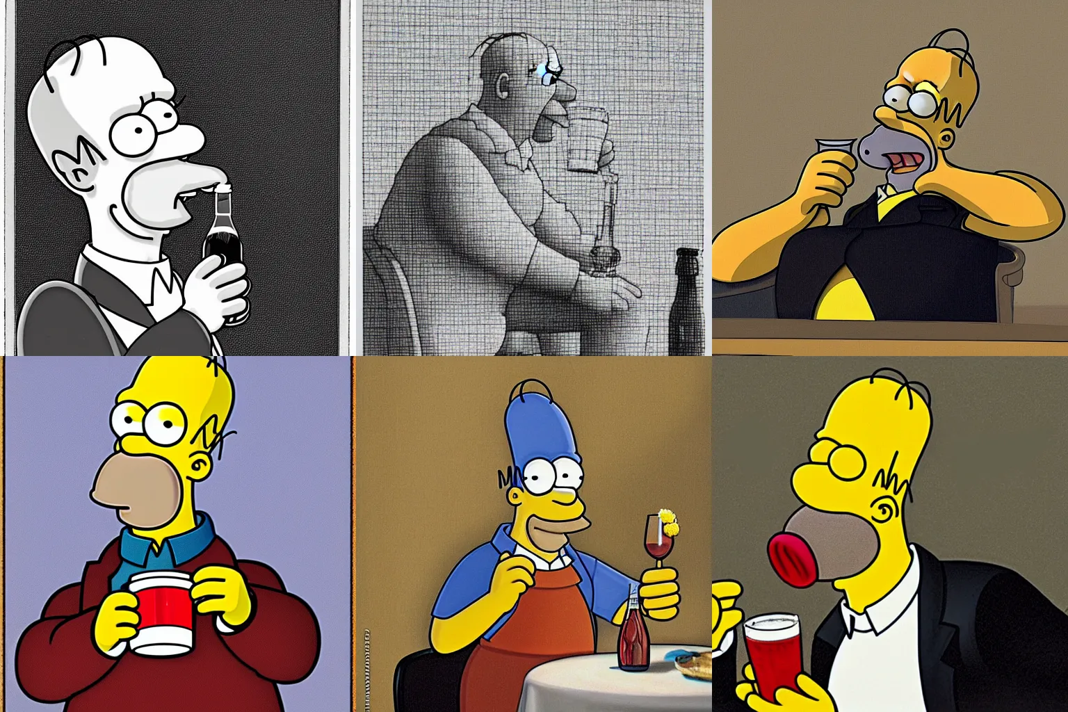 Prompt: homer simpson drinking duff, detailed caricarture by jan op de beeck