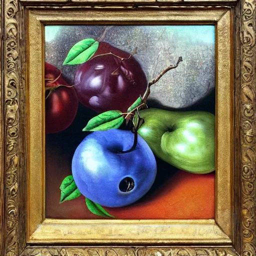 Image similar to forbidden fruit, surrealism, oil on canvas, high detail, masterpiece