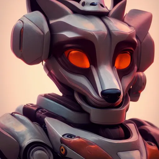 Image similar to A whimsical fox in cybernetic mecha armor, bust portrait, art by Eugenia firs ArtStation, Octane render, intricate detail, smooth, sharp focus,