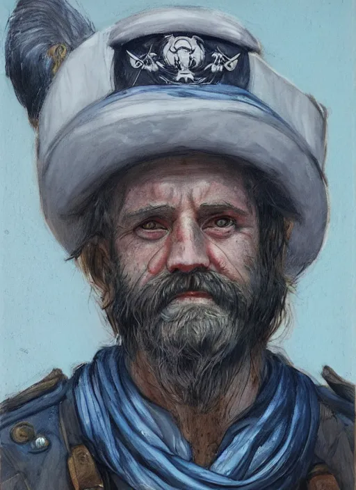 Image similar to portrait of grizzled sailor on ship deck, coherent! by brom, deep color, strong line, high contrast