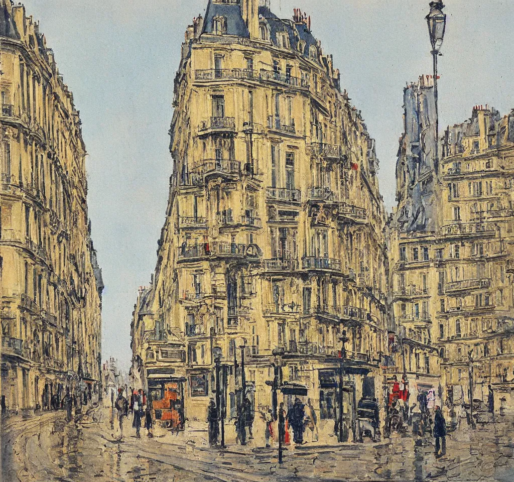 Image similar to color serigraphy of paris streets, by henri riviere