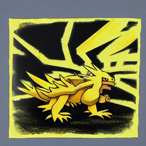 Prompt: national geographic 3 5 mm nature photo of a zapdos