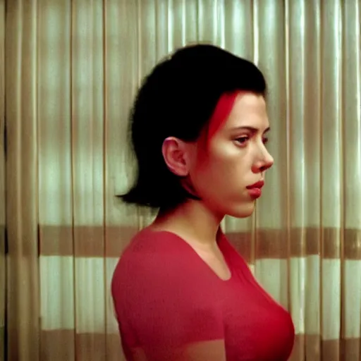 Image similar to intimate movie still of scarlett johansson in wong kar wai chung king express