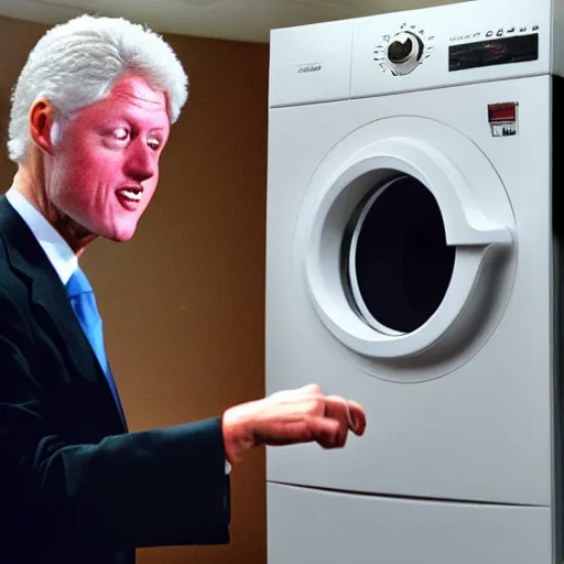 Prompt: bill clinton spining in a washing machine,