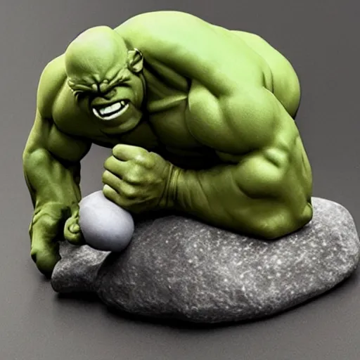 Prompt: realistic rock figurine, hulk toy