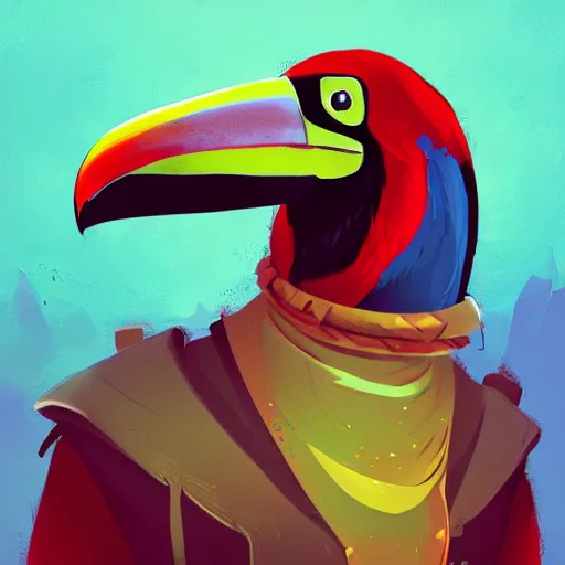 Prompt: anthropomorphic toucan warrior, high fantasy, magical, mythical, digital art, trending on artstation, by alena aenami, by petros afshar, by anton fadeev, by anato finnstark