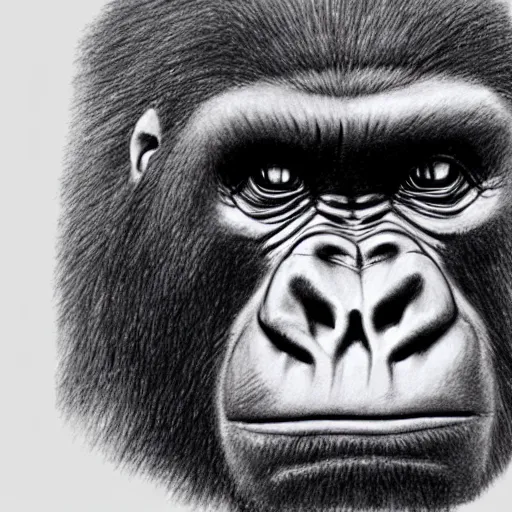 Prompt: pencil sketch of a gorilla