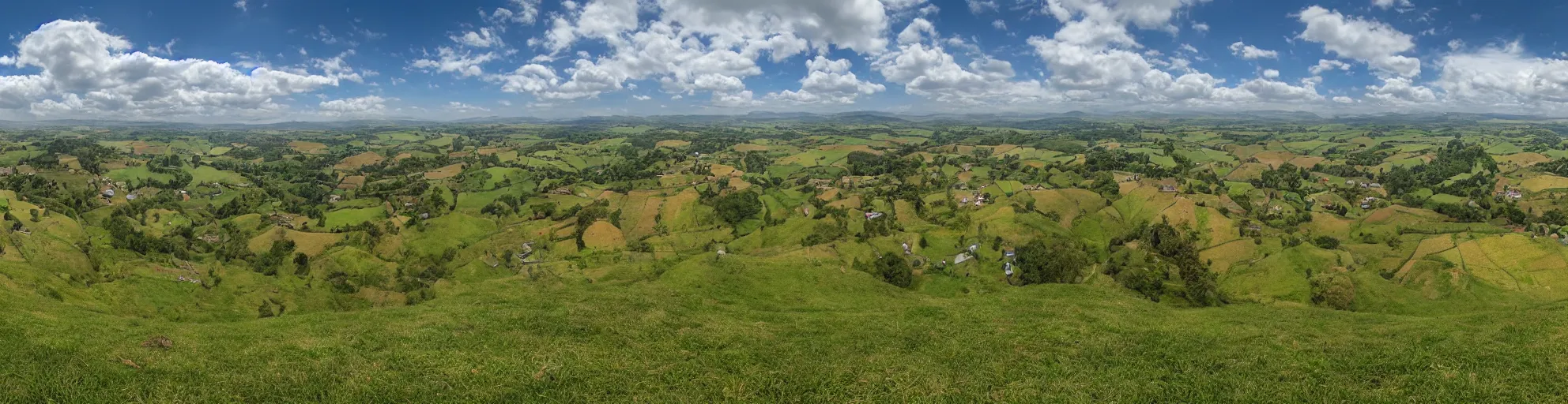 Prompt: panoramic view of the shire