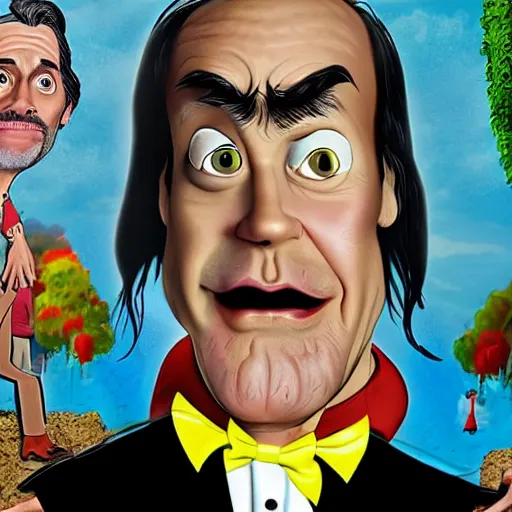 Prompt: cartoon of jim carrey bu terry gilliam, hd, detailed, 4 k, award winning