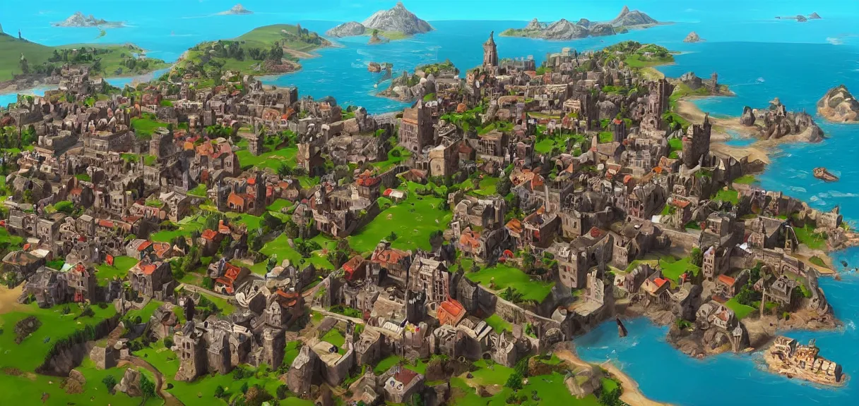 Image similar to “ the city of king's landing from game of thrones, but in the style of fortnite, digital art, award winning ”