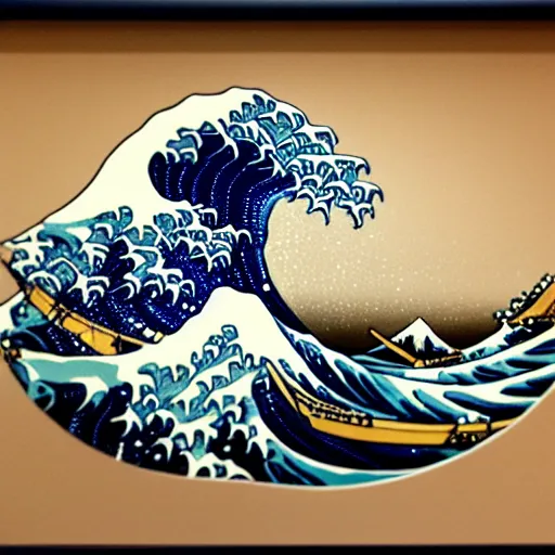 Image similar to the great wave made of spaghetti