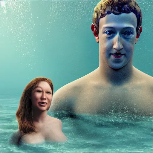 Image similar to mark zuckerberg as a mermaid, photorealistic, cinematic lighting, highly detailed