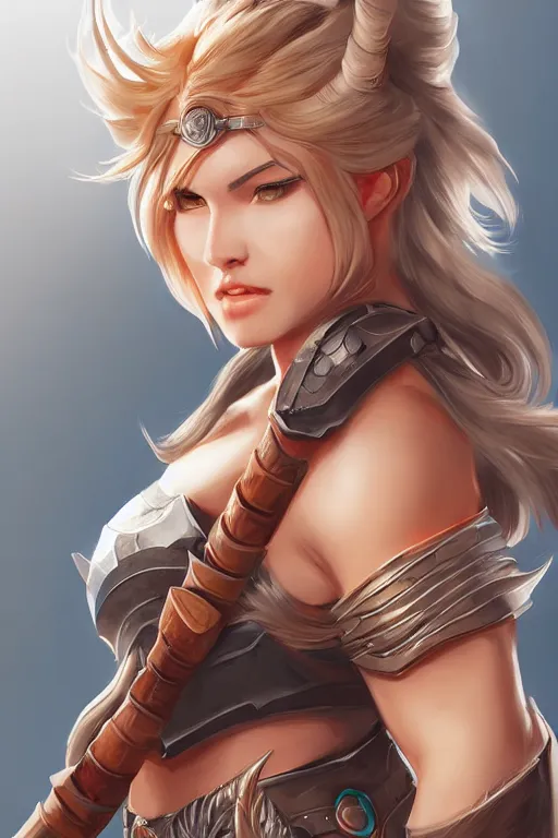 Image similar to portrait of a barbarian female, ultra sharp, very detailed, high quality focus by rossdraws