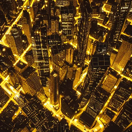 Prompt: photo of a power grid city at night birds eye view inception cinematic